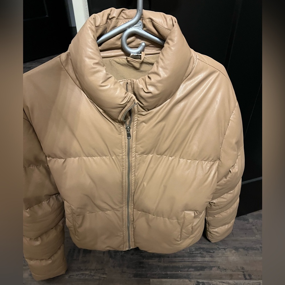 Double Zero Leather Puffer Jacket Size Medium - image 1